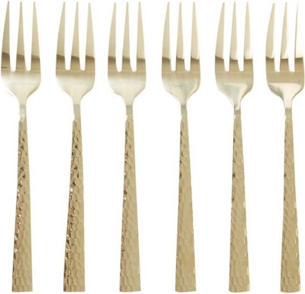 Xenos Gebaksvorkje Felicity champagnekleurig set van 6