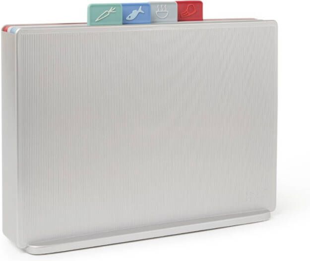 Joseph 4 delige Snijplankenset Met Houder Index Coast Groot Zilver