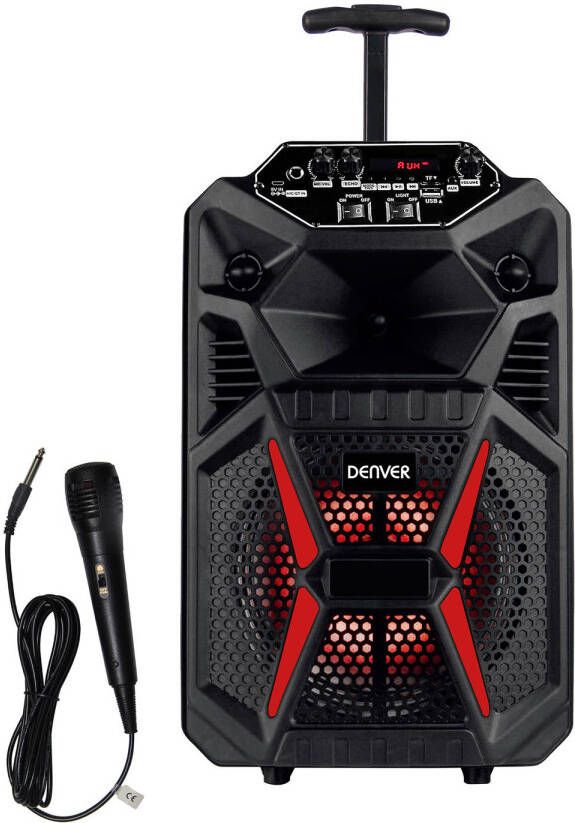 Denver Karaoke Set Incl. Microfoon En Lichteffecten Partybox Bluetooth 100w/10w Rms Tsp 120 Zwart online kopen