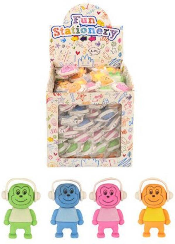 Merkloos Uitdeelcadeautjes Gummen Model Apen Met Koptelefoon In