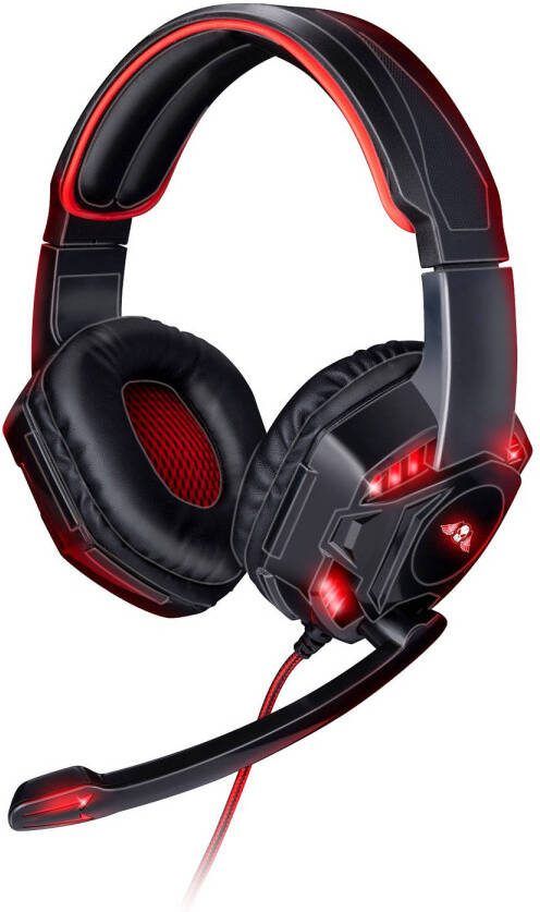 No Fear Gaming Headset Incl. Led Verlichting 1.5 M Kabel Koptelefoon Met Microfoon Over ear Ontwerp Zwart/rood