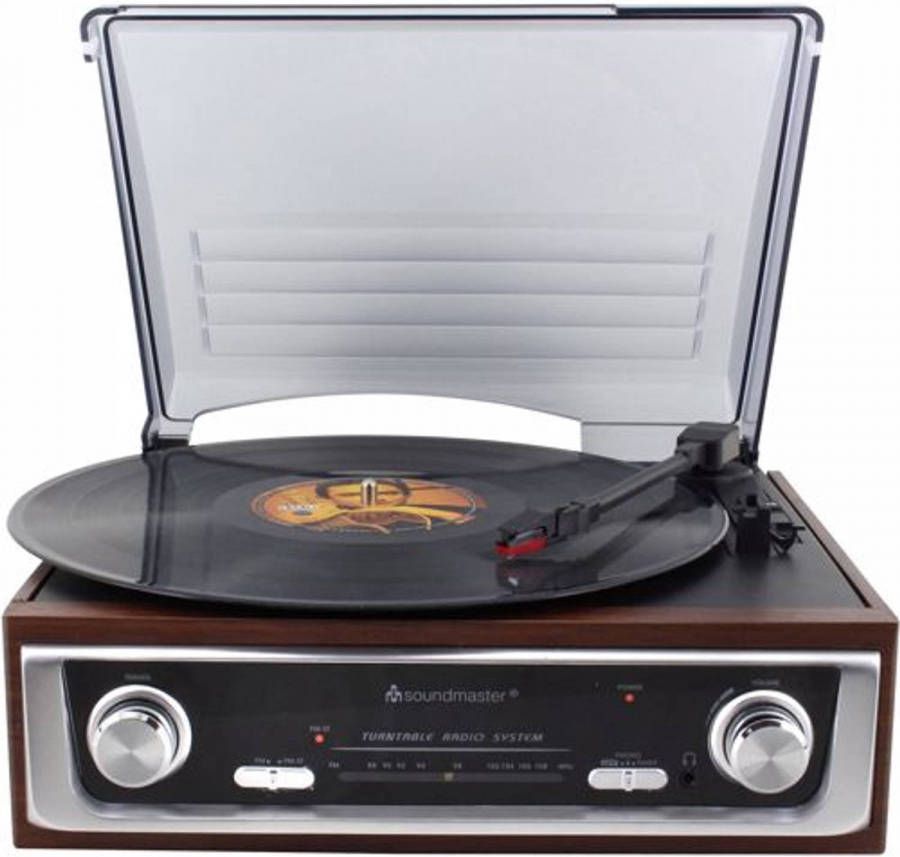 Soundmaster PL196H Nostalgische platenspeler met radio en ingebouwde speakers