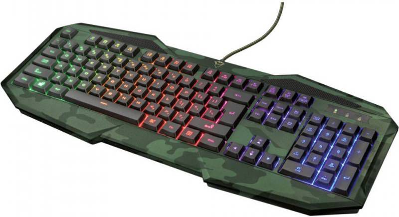 Trust GXT 830RW C Avonn Gaming Keyboard Camouflage Toetsenbord Zwart