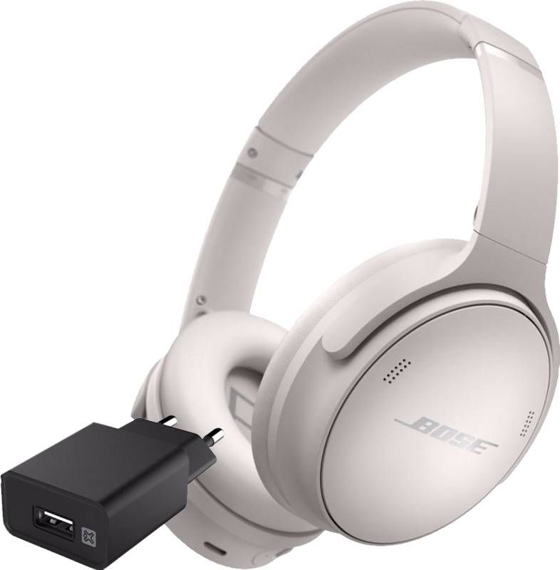 Bose Quietcomfort 45 Wit + XtremeMac Oplader met Usb A Poort 12W