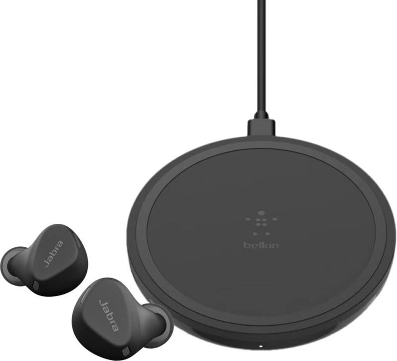 Jabra Elite 4 Active Zwart + Belkin Boost Up Draadloze Oplader 10W Zwart