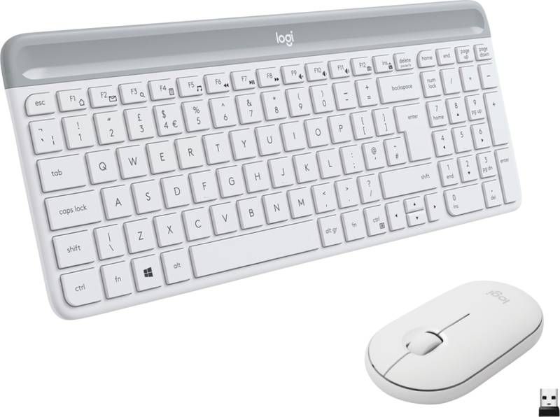 Logitech MK470 Slim Draadloos Toetsenbord en Muis Wit QWERTY