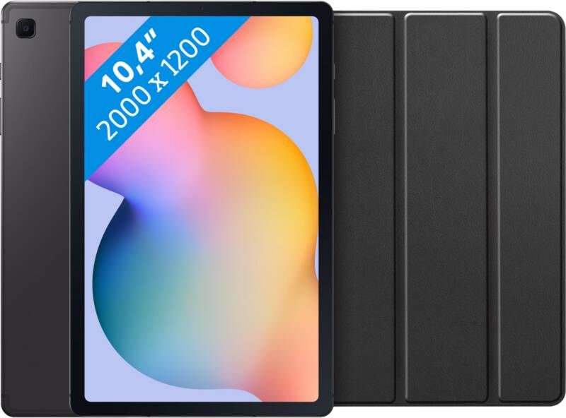 Samsung Galaxy Tab S6 Lite(2022)64GB Wifi Grijs + Just in Case Tri Fold Book Case Zwart