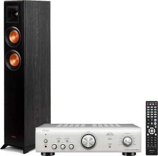 Denon Doubledeal Pma 600 zilver + Klipsch Rp 4000F Vloerstaande speaker(2x) Zwart