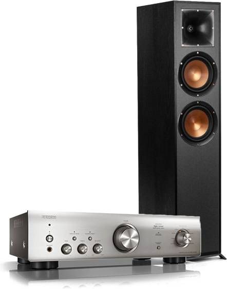 Denon Doubledeal PMA 600NE versterker zilver + Klipsch R 620 f vloerstaande speaker(2x)zwart
