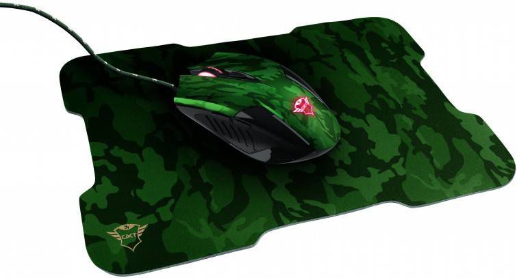 Trust GXT 781 Rixa Gaming Set Muis & Muismat Camouflage Desktop accessoire Zwart