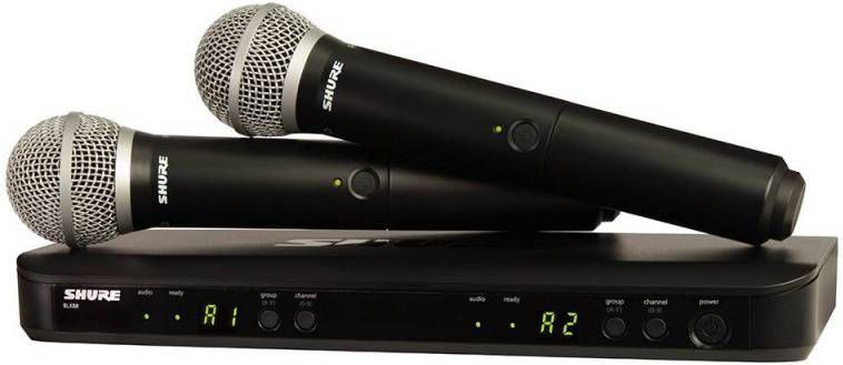 Shure BLX288 PG58 Dubbel draadloos microfoonsysteem