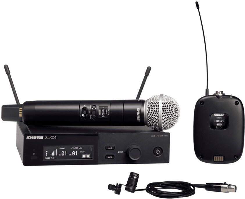 Shure SLXD124/85 K59 draadloze SM58 & WL185 microfoon combinatieset