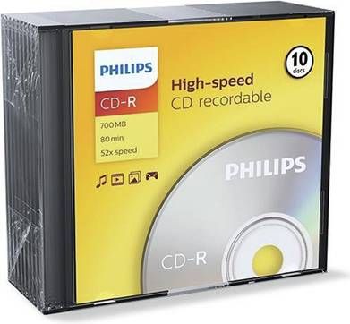 Philips Cd R 700Mb 52Xspeed Slim Case 10 Stuks