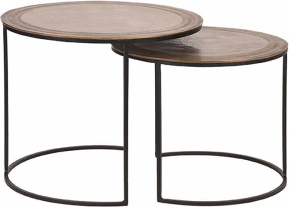 LABEL51 Salontafel Set Circle Antiek Goud Metaal Zwart Metaal