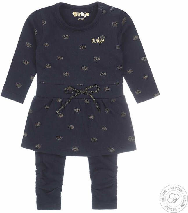 Dirkje baby jurk + legging met biologisch katoen donkerblauw/goud