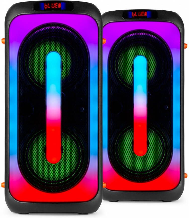 Fenton BoomBox400 set 2 accu partyboxen met microfoon en LED&apos, s