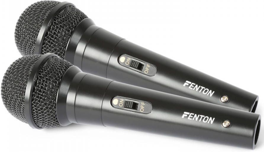 Fenton DM100 Set van 2 zwarte microfoons voor o.a. karaoke en DJ&apos