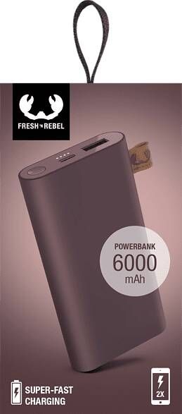 Fresh 'n Rebel Powerbank 6000 Mah Usb c Deep Mauve