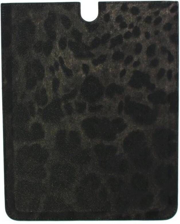 Dolce & Gabbana Luipaard lederen ipad tablet e boek omslagtas , Grijs, Dames