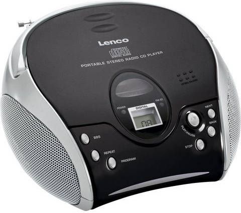 Lenco Draagbare Stereo Fm Radio Met Cd speler Scd 24 Black/silver Zwart zilver