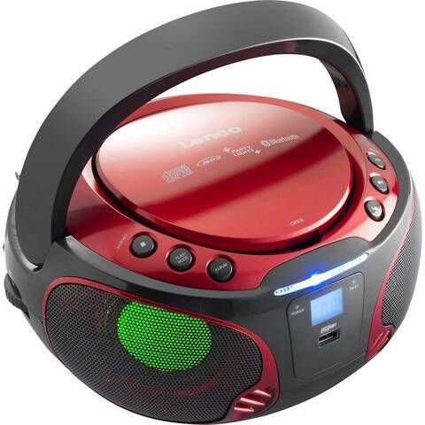 Lenco SCD 650PK Draagbare FM Radio CD/MP3/USB microfoon en licht effecten Roze
