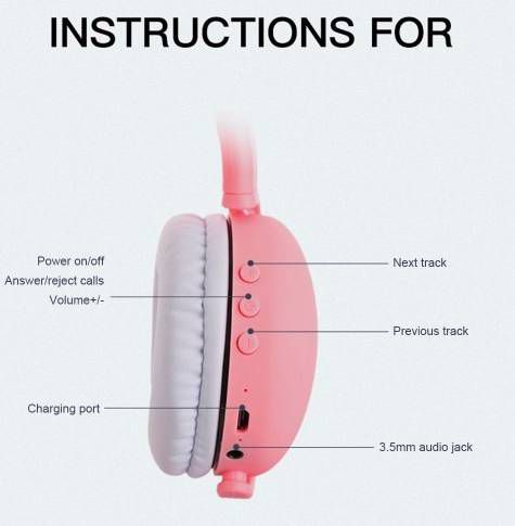 LED Cat Ear Headphones RGB Color Bluetooth 5.0 Headsets Noise Cancelling Foldable Adults Kids Earphone with Mic